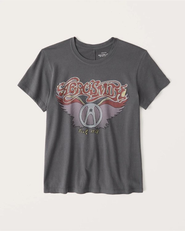 Women's Aerosmith 90s-Inspired Relaxed Band Tee | Women's Clearance | Abercrombie.com