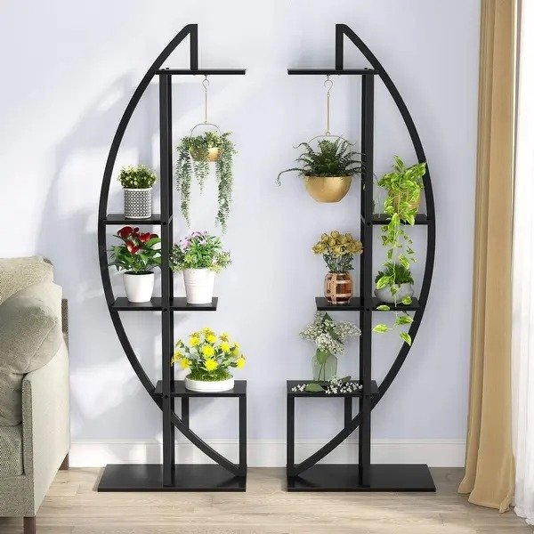 5-Tier Plant Stand Pack of 2, Display Shelf Flower Rack for Home Garden - Black