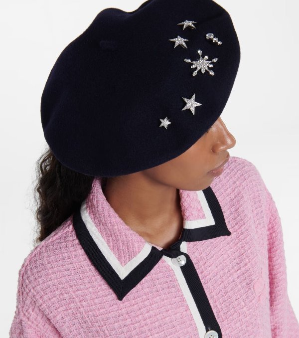 Constellation embellished felt beret