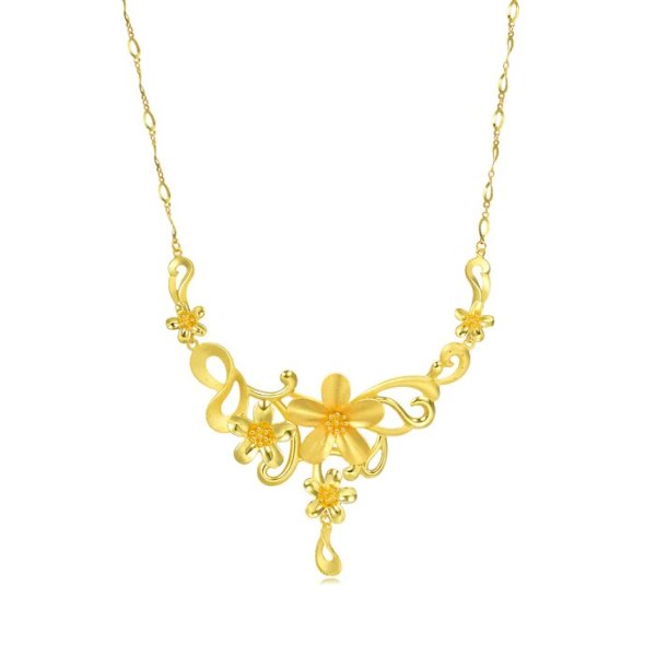 Chinese Wedding Collection 'Floral' 999.9 Gold Necklace | Chow Sang Sang Jewellery eShop