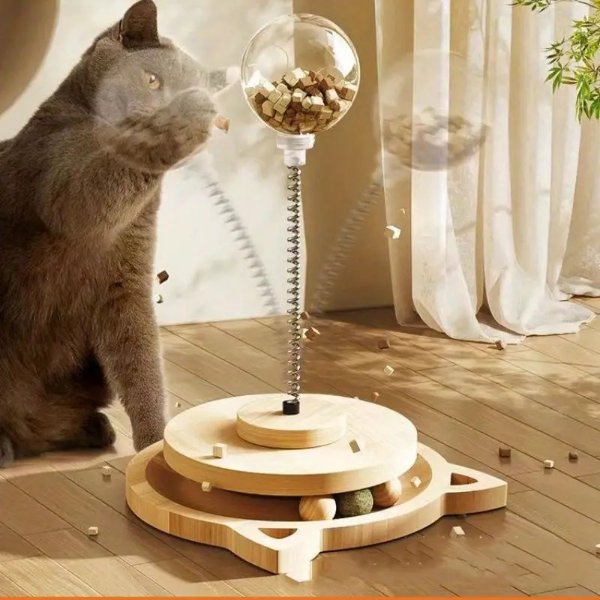 1pc Unlock Your Kitten's Thinking Potential With Wooden Cat Toys!