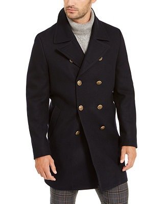 Men's Classic-Fit Navy Double Breasted Peacoat