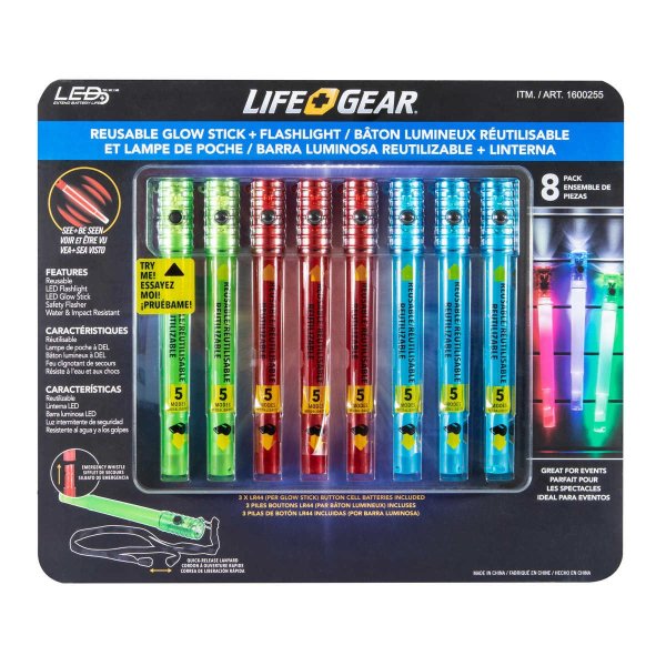 Reusable Glow Stick & Flashlight, 8-pack