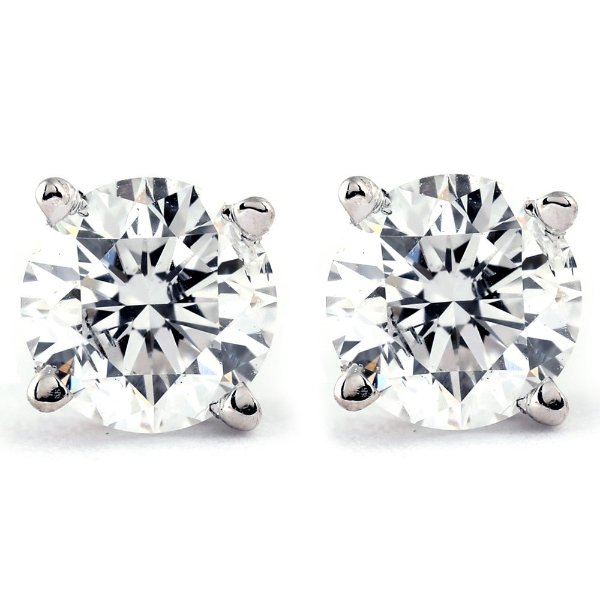 1/4 Carat Genuine Diamond Stud Earrings in 14k White Gold (I2-I3 Clarity, IJ Color)