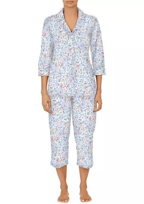 Printed Capri Pants Pajama Set