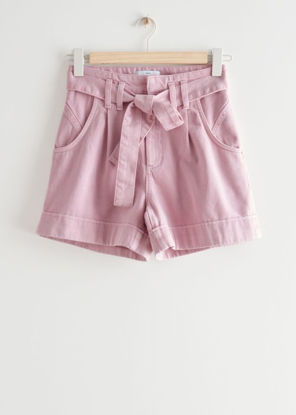 Belted Jeans Shorts