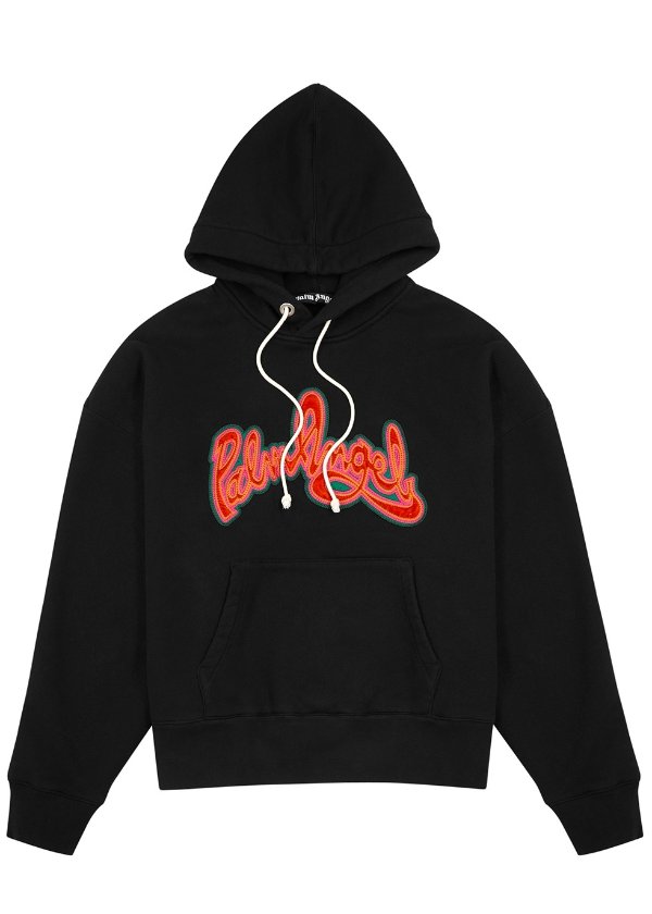 Black logo hooded cotton sweatshirt