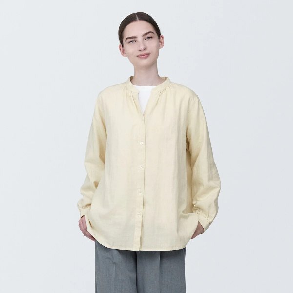 木棉混纺双层纱布长袖衬衫