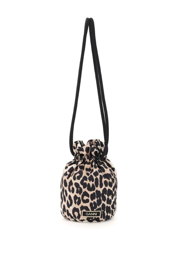 mini leopard print pouch drawstring