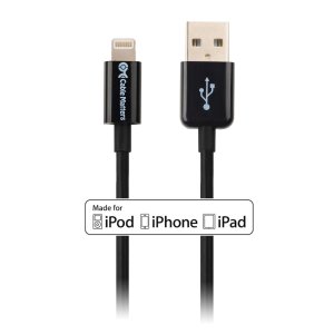[Apple MFi Certified] Cable Matters® Lightning Cable in Black 6.6 Feet/2 Meters