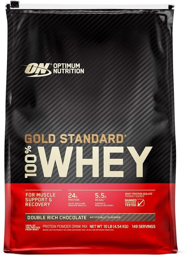 Gold Standard 100% Whey Protein Powder, Double Rich Chocolate 10 Pound