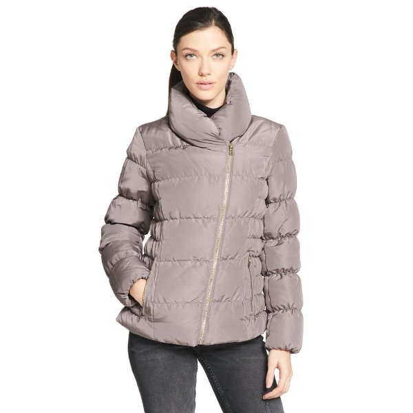 Web Buster Kenneth Cole Asymmetrical Zip Down Puffy Jacket