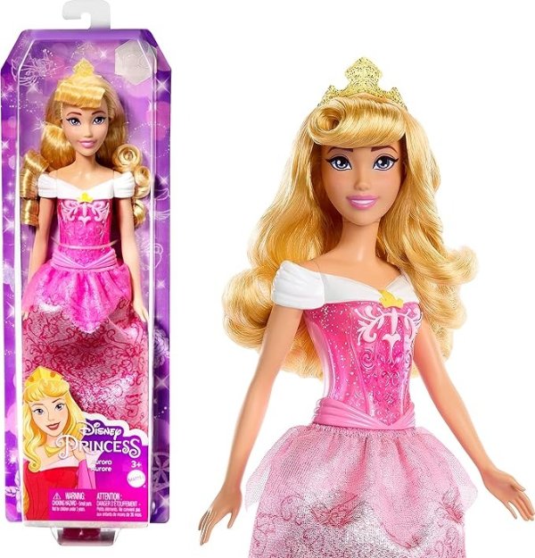 Disney Princess Aurora Fashion Doll, Sparkling Look with Blonde Hair, Purple Eyes & Tiara Accessory
