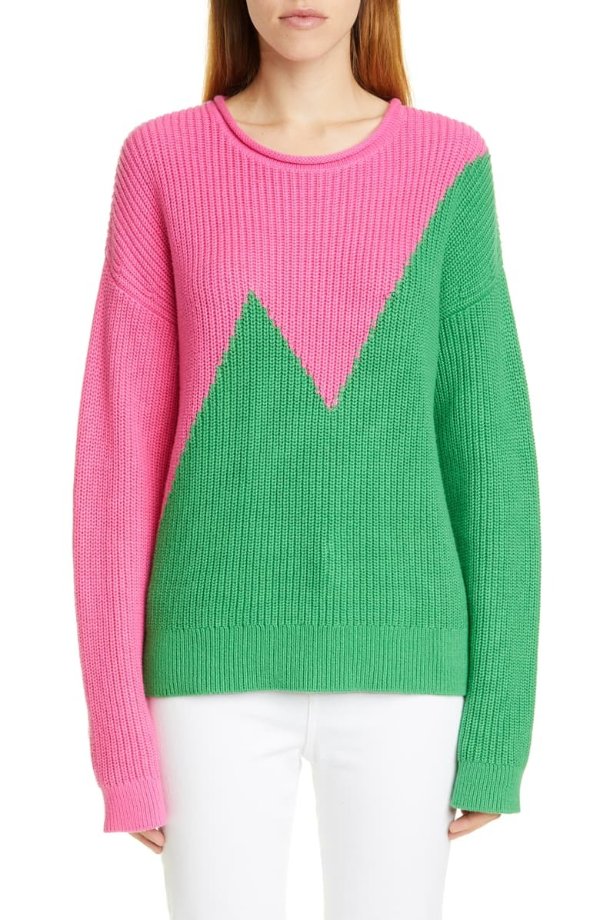  Victor Glemaud Colorblock Cotton & Cashmere Sweater