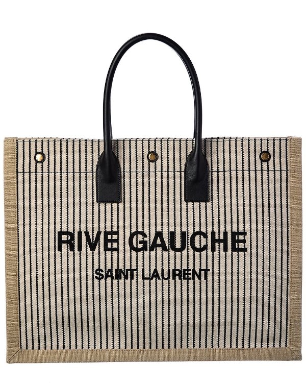 Noe Rive Gauche Linen & Leather Tote