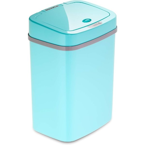 Ninestars, 3 Gal, Teal Blue DZT-12-5TB Bedroom or Bathroom Automatic Touchless Infrared Motion Sensor Trash Can, 12 L,