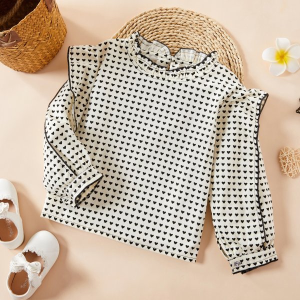Baby / Toddler Girl Stylish Heart Puff-sleeve Shirt