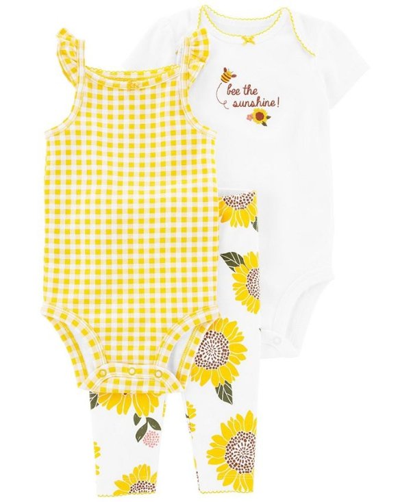 Baby Girls 3-Piece Sunflower Little Pants Set
