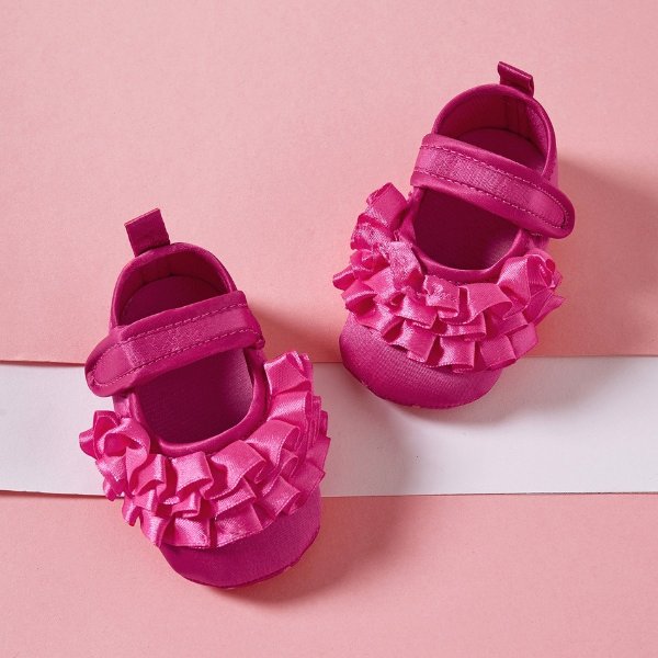 Baby / Toddler Solid Flounced Velcro Closure Prewalker Shoes