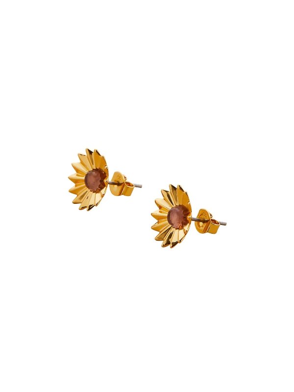 Vitreum 14K Yellow Goldplated & Amethyst Sun Stud Earrings