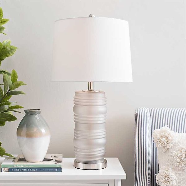 Ribbed Fog Glass Table Lamp