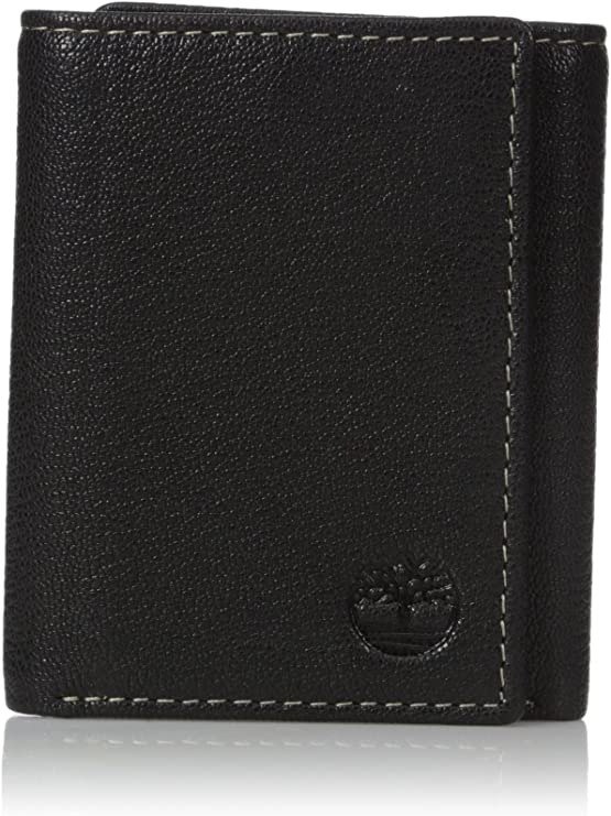 Men's Genuine Leather RFID Blocking Trifold Security Wallet, black, One Size