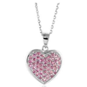 Pink Sapphire Heart Pendant Necklace