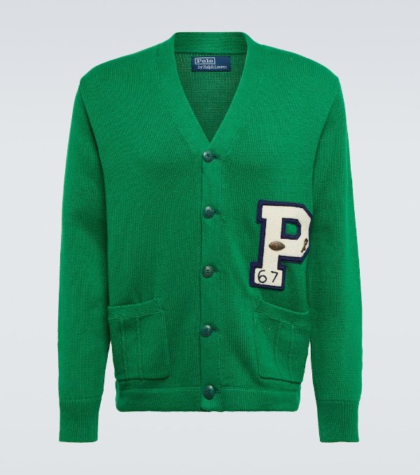 Letterman Wool Blend Cardigan in Green - Polo Ralph Lauren | Mytheresa
