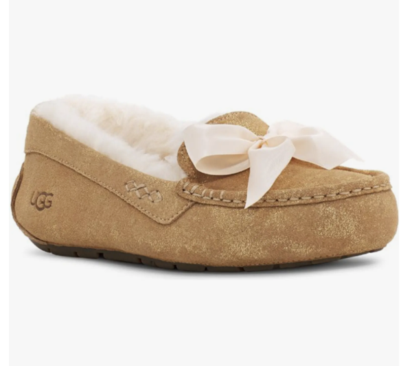 Ansley Bow Glimmer Faux Fur Lined Slipper