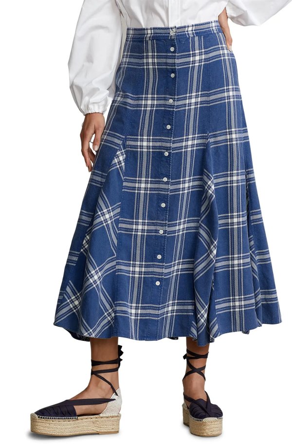 Wesley Plaid Cotton Skirt