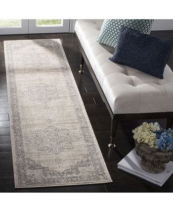 Brentwood Cream and Grey 2' x 8' Runner Area Rug