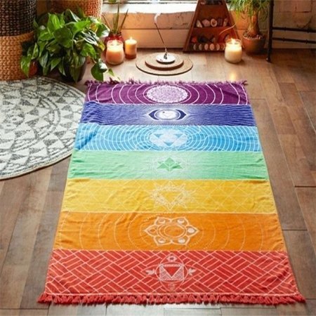 Rainbow Stripes Scarf Wall Art Blanket Colored Tapestry Summer Beach Towel Yoga Mat [70*150cm]
