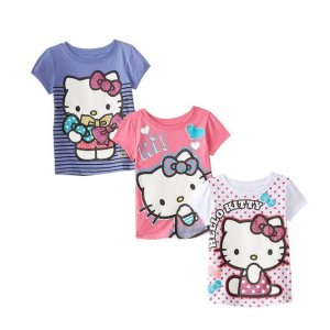 Hello Kitty 女童短袖T恤3件套（2T-12码全）