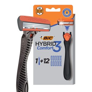BIC Hybrid 3 三层刀片 剃须刀套装 1个手柄+12件替换刀头