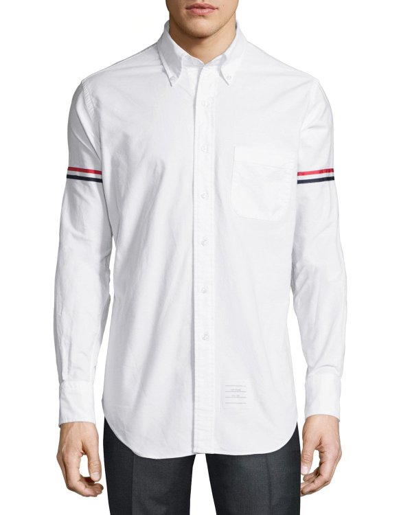 Classic Arm-Stripe Long-Sleeve Oxford Shirt