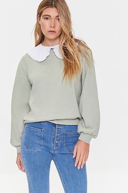 French Terry Ruffled Collar Pullover