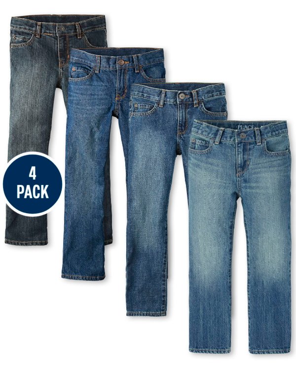Children's Place Boys Basic Bootcut Jeans 4-Pack