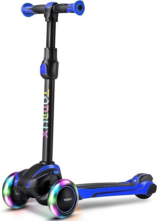 Kids Scooter for Age 3-12, Toddler Scooter with 4 Adjustable Heights, Light Up 3-Wheels Scooter, Shock Absorption Design, Lean to Steer, Balance Training Scooter for Kids