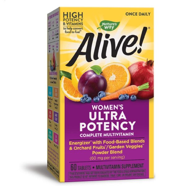 Nature’s Way Alive! Women’s Ultra Potency Complete Multivitamin, High Potency B-Vitamins, Energy Metabolism*, 60 Tablets