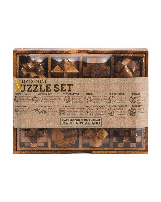 Set Of 12 Mini Wooden Puzzles