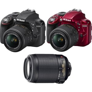 补货！(官方翻新)Nikon尼康D3300+18-55mm+55-200mm 双镜头套装(双色可选)