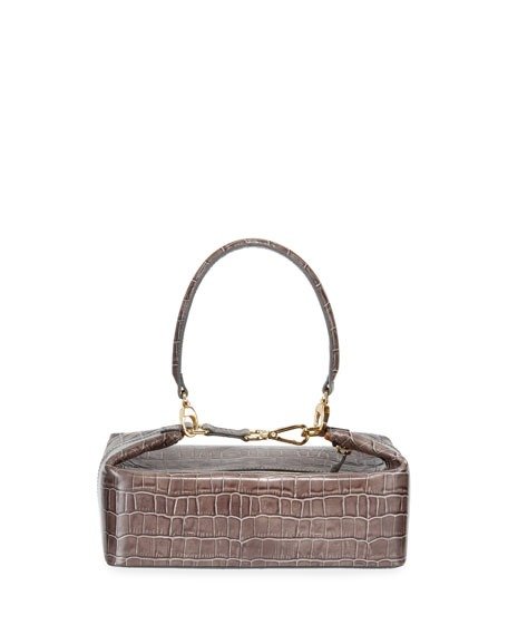Olivia Croc-Stamped Top-Handle Bag
