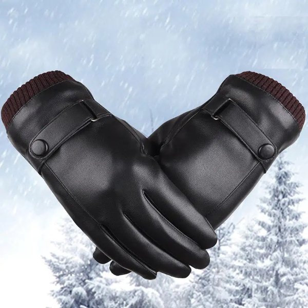 Men's Outdoor Cold Pu Leather Thickened Warm Gloves | Save More With Clearance Deals | Temu