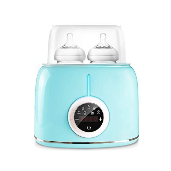Baby Bottle Warmer, Milk Warmer Steam Sterilizer, 7-in-1 Baby Food Heater Defrost Smart Thermostat Double Bottles Warmer with LCD Display, Fit All Baby Bottles