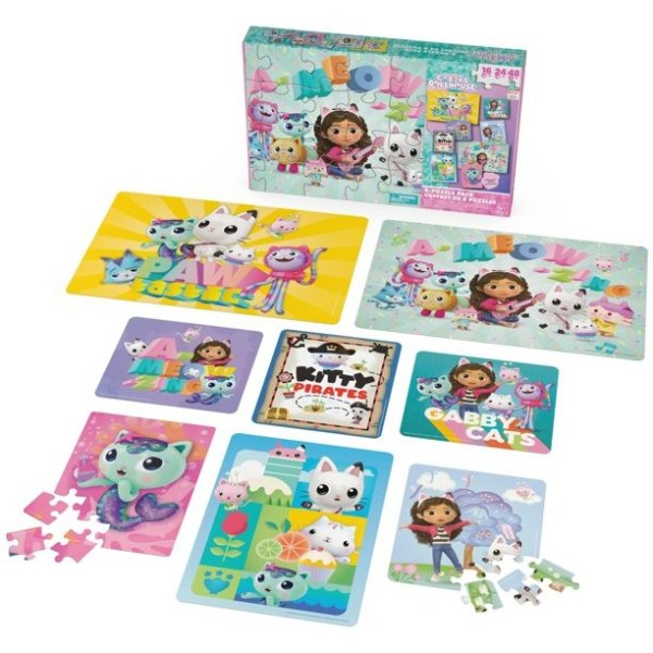 Gabby’s Dollhouse, 8-Puzzle Pack 16-Piece 24-Piece 48-Piece Jigsaw Puzzles Walmart Exclusive, for Preschoolers Ages 4 and up