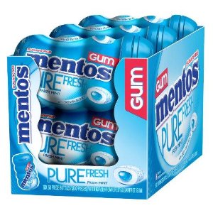 Mentos Gum Big Bottle Curvy, Pure Fresh Mint, (Pack of 6)