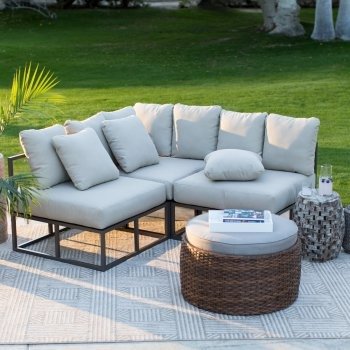Belham Living Bonaire Aluminum 3 Piece Outdoor Sectional Sofa Set