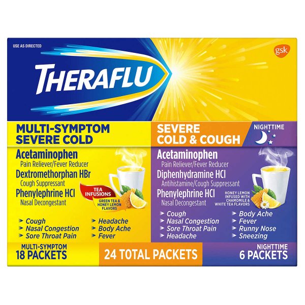 Multi-Symptom + Nighttime Severe Cold & Cough, 24 Powder Packets