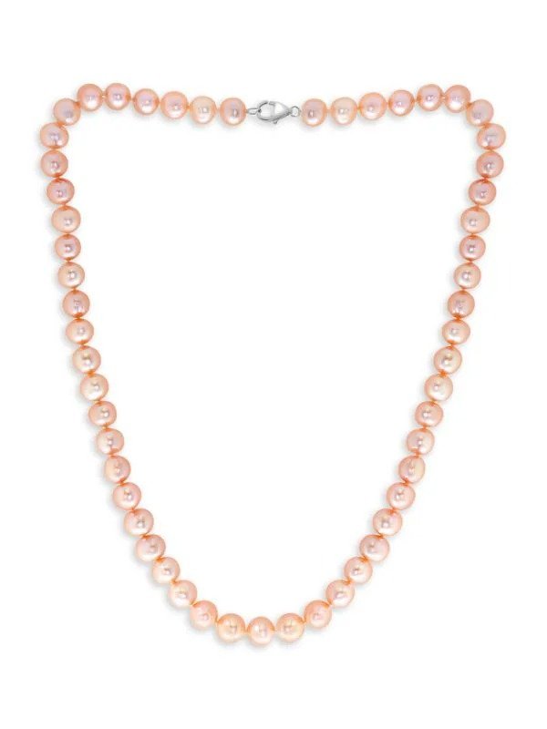 Sterling Silver & 7-8MM Peach Freshwater Pearl Necklace