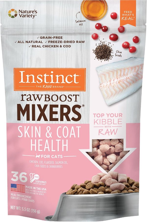 Freeze-Dried Raw Boost Mixers Grain-Free Skin & Coat Health Recipe Cat Food Topper, 5.5-oz bag - Chewy.com